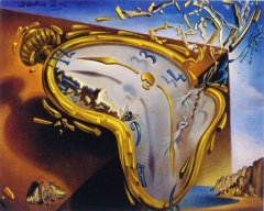 Um detalhe de uma interpretação de A Persistência da Memória, um dos quadros mais famosos de Salvador Dalí. Não sei ao certo a origem.
