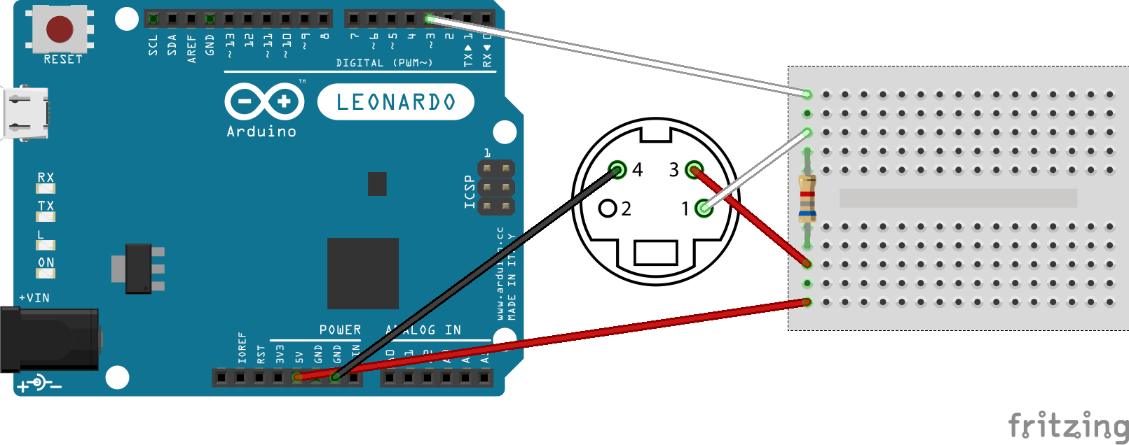 Arduino-ADB connection with pull-up resistor 