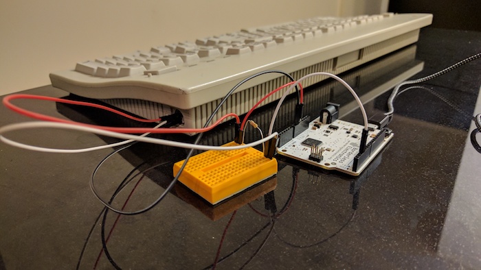 Keyboard + Arduino from behind  