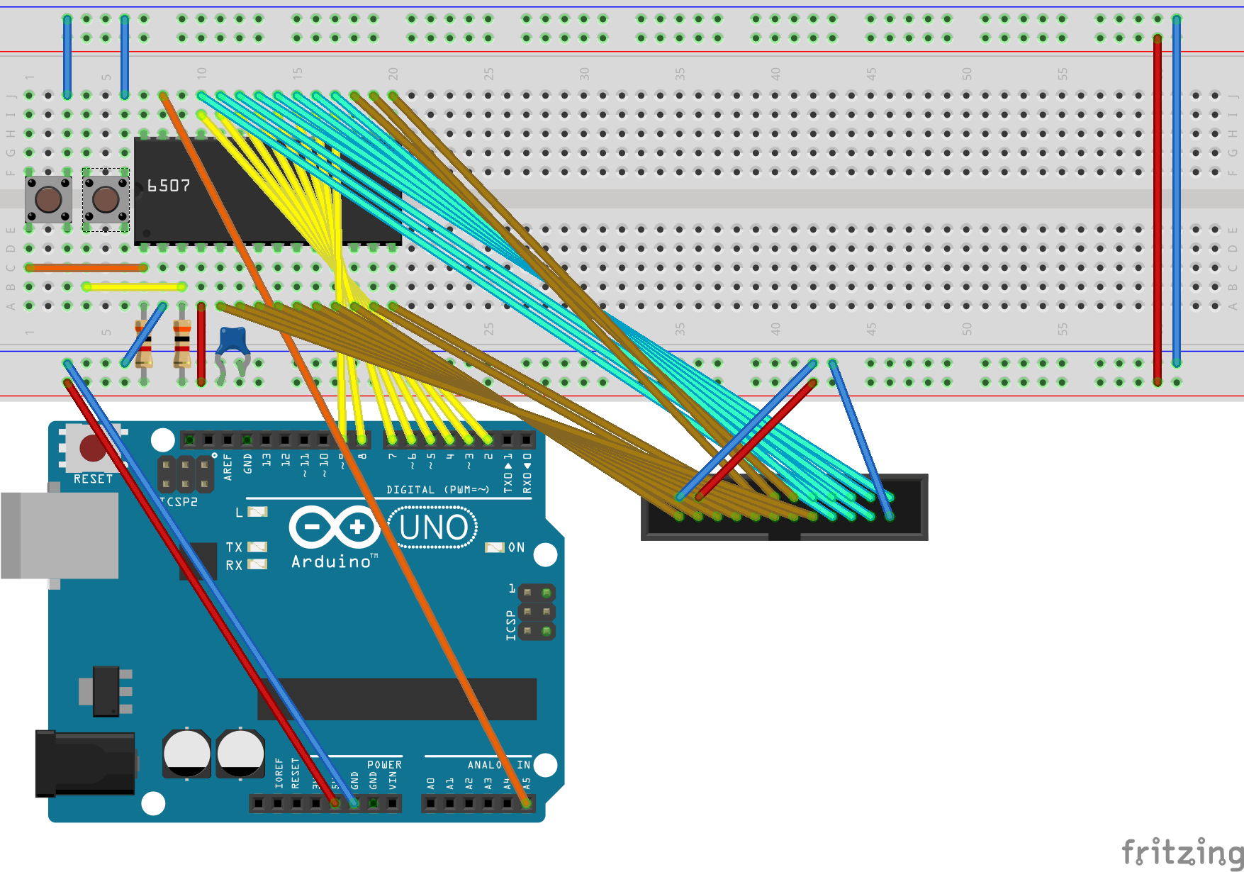 Drawing of 6507, cart and Arduino