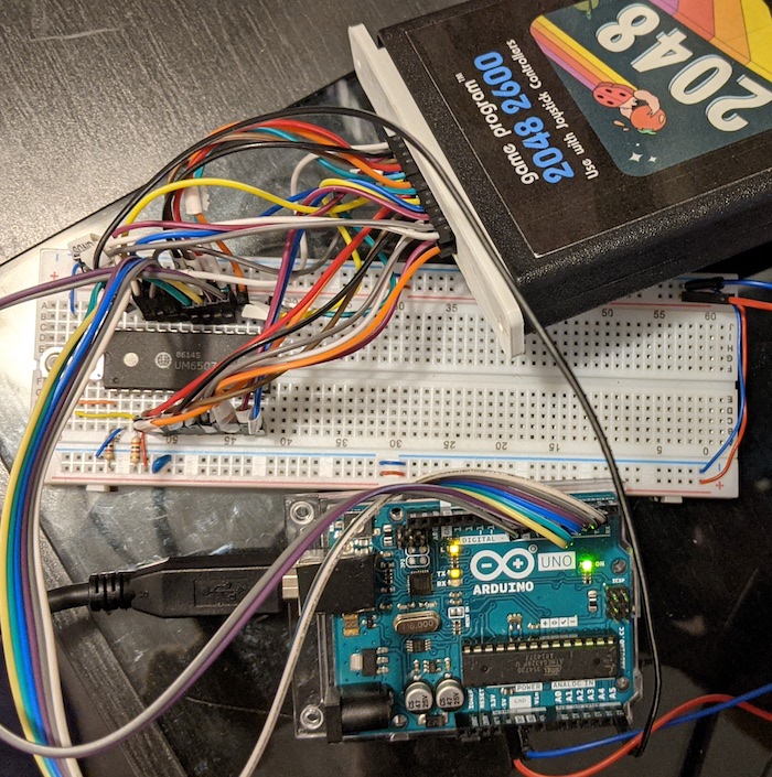 breadboard with 6507, cart and Arduino
